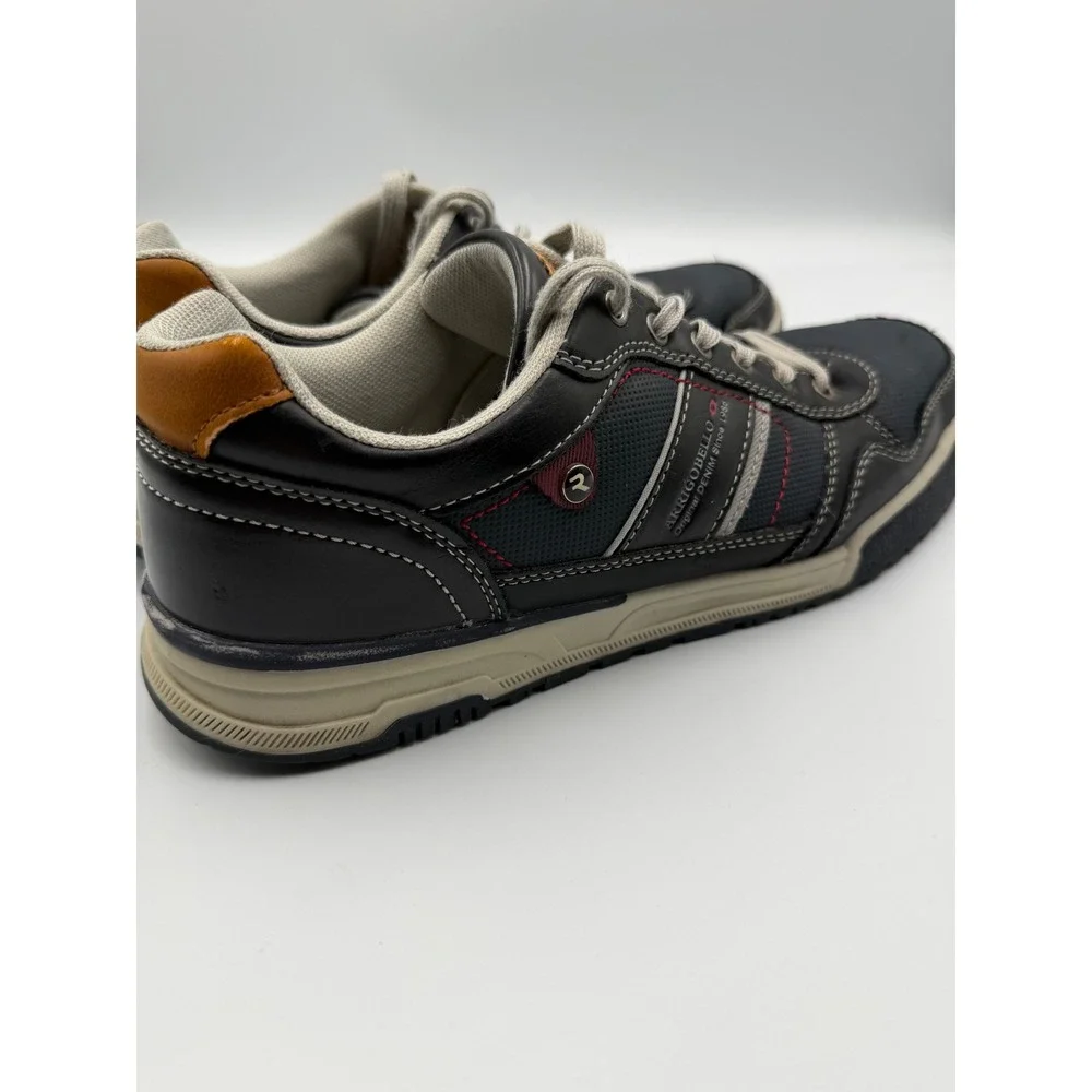 Arrigo Bello Mens Casual Sneakers Black Navy Low Top Lace Up Shoes Size 8